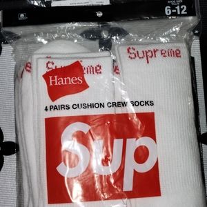 White Supreme Crew sock 4pack